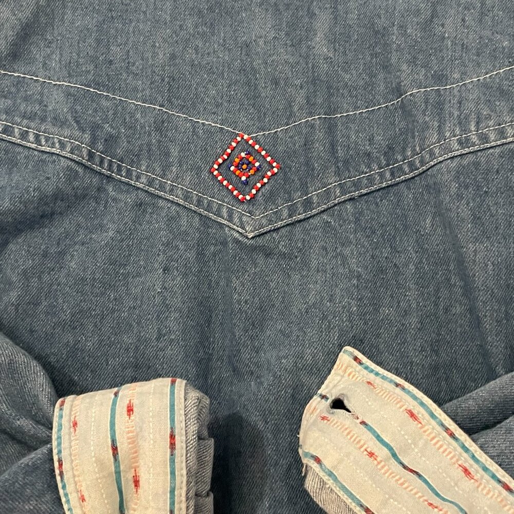 ✨ STUNNING Vintage SK Wear 1990s Southwestern Beaded Denim Jacket Ranch Size 6 ✨ - Picture 11 of 13